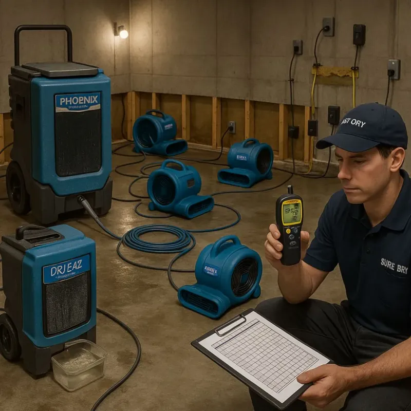 Structural Drying and Dehumidification process in West Islip, NY